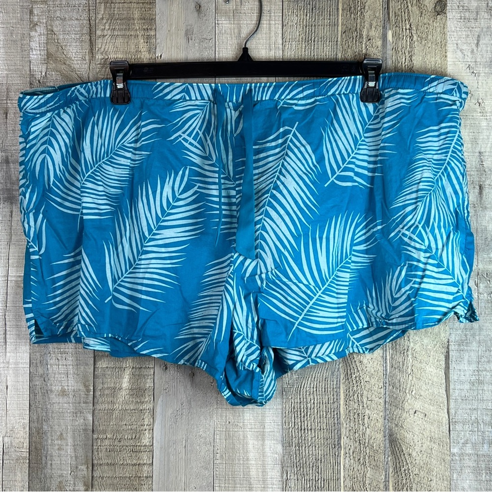 Secret Treasures 3X(22W-24W) Sleep Shorts Leaf Pattern Stretch Ribbon Wa…